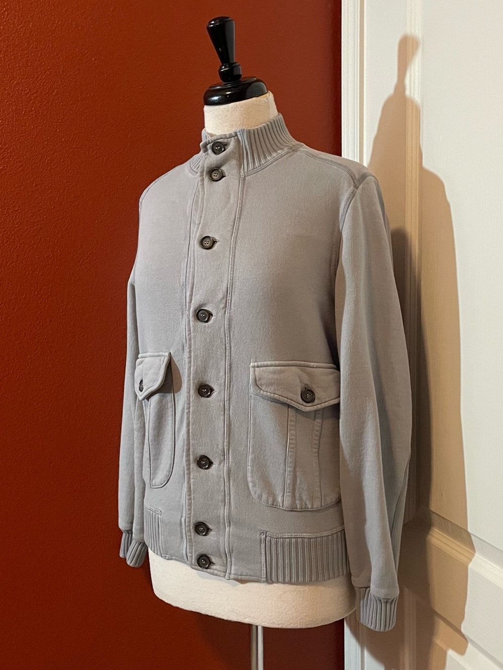 Eleventy Men’s First Class‎ Cotton Button Front Lagenlook Ribbed Sweater Jacket